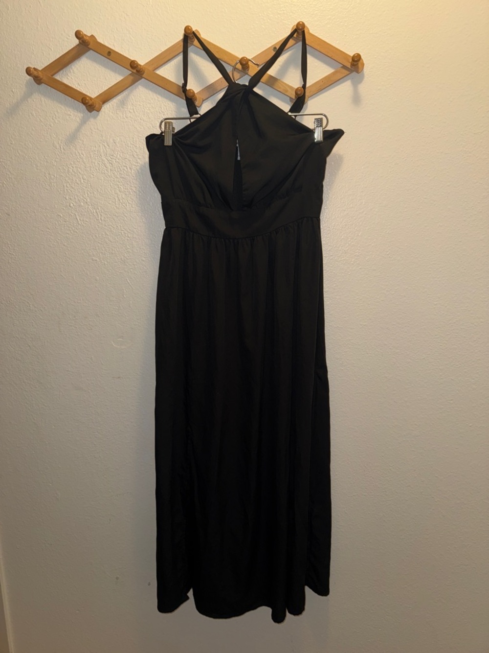 Charlotte Russe Black Halter Midi with Front Slit Detail